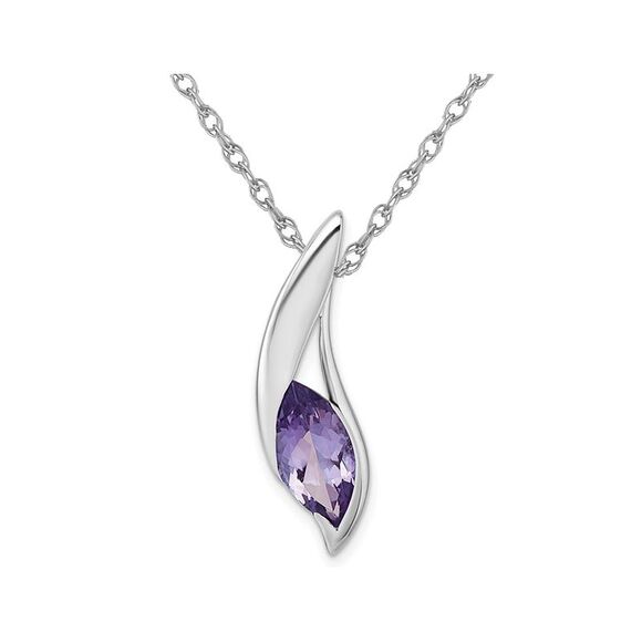 2.80 Carat (ctw) Marquise Amethyst Pendant Necklace in Sterling Silver with chai
